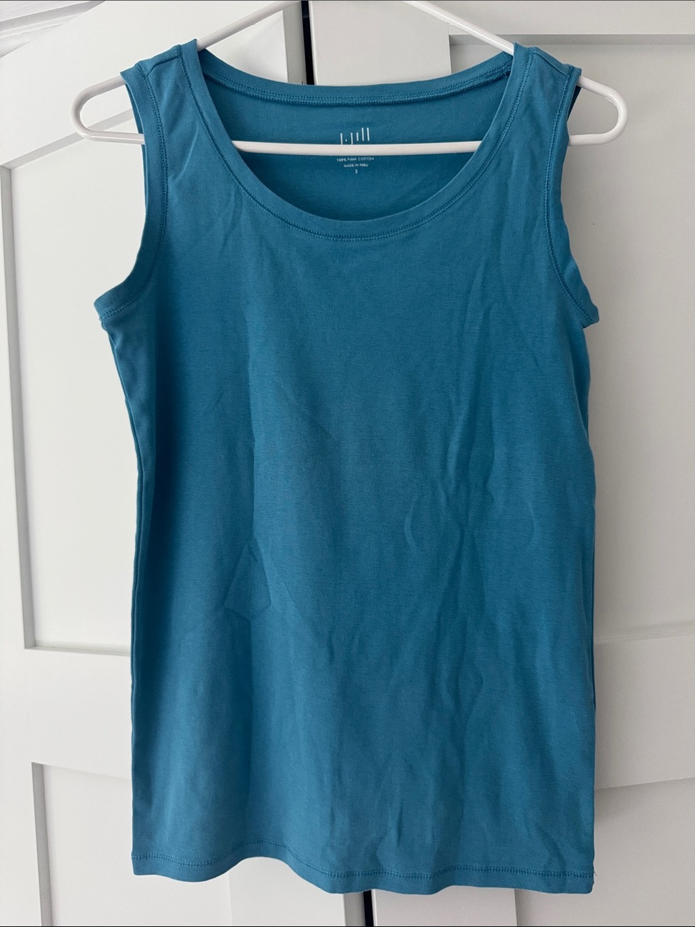 J. Jill Teal Blue Scoop Neck Tank Pima Cotton